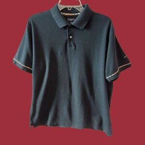 Burberry Golf Mens Polo Shirt Classic Fit With Check Trim blk Medium